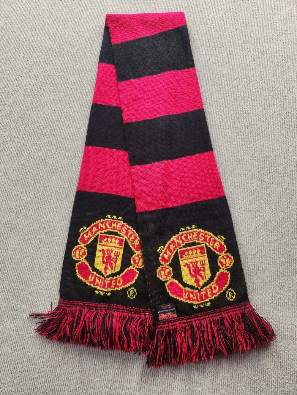 Ruffneck Scarves Manchester United Black Red Yellow Striped Soccer Fan Scarf